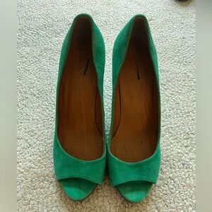 JCrew Women’s suede peep toe wedge
